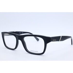 Diesel DL5240 001 Square Shinny Black Eyeglasses Clear Lenses 51mm